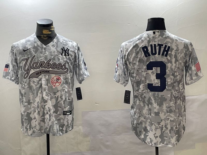 Men New York Yankees #3 Ruth Camo Joint Name 2024 Nike MLB Jersey style 3->new york yankees->MLB Jersey